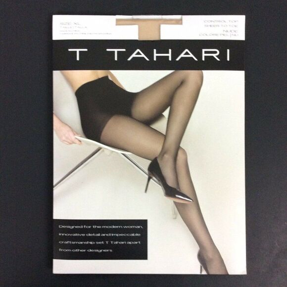 T Tahari Smooth Sheer Control Top Pantyhose XL Nude Nylon Spandex Blend New - Picture 1 of 6